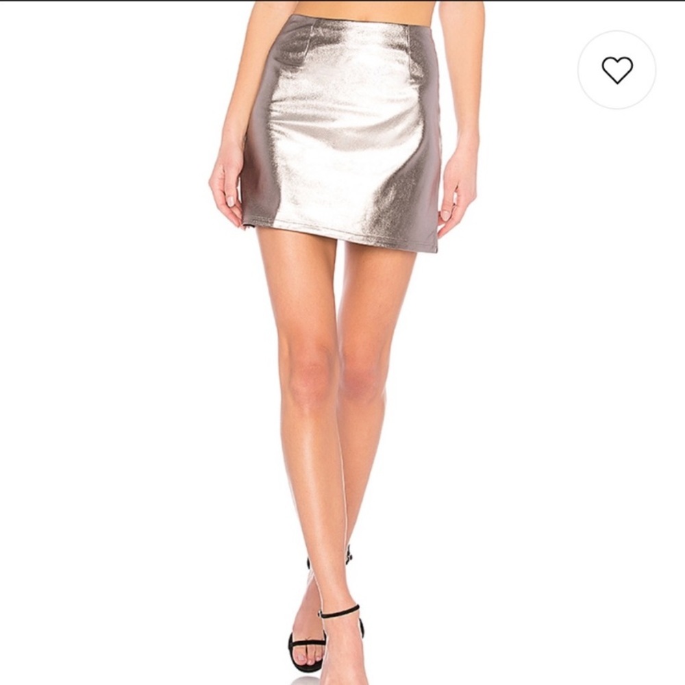 Lovers + Friends Back To Basics Mini Skirt Silver Metallic - Picture 2 of 8